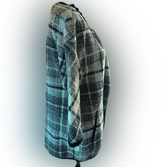 Cynthia Rowley Black and White Plaid Wool Blend Cardigan - XS, EUC - Picture 6 of 10